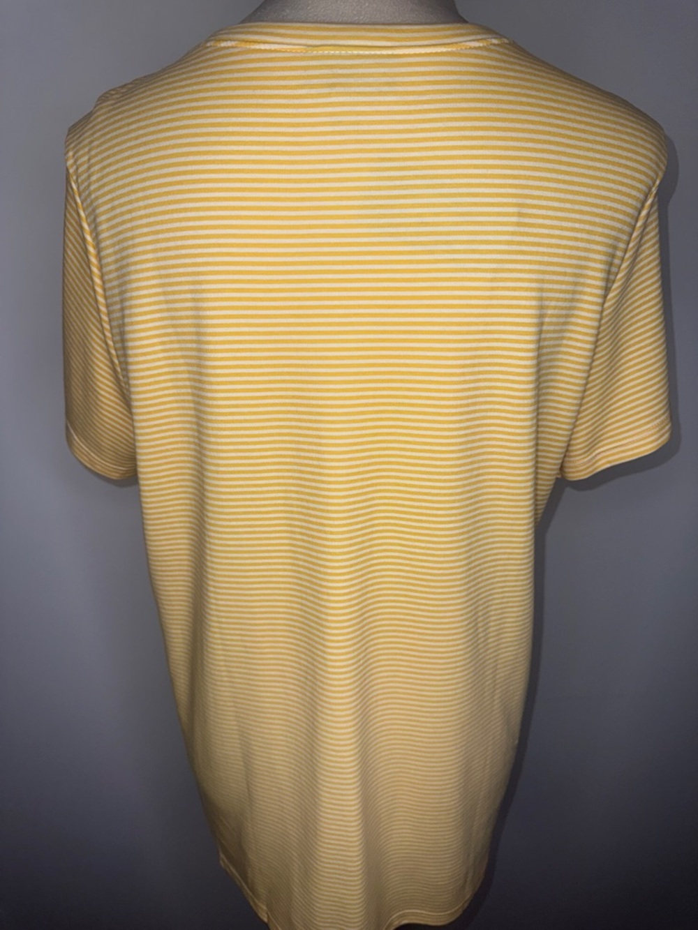 Style & Co. Yellow & White Striped Short Sleeve Henley Tee - Picture 4 of 6